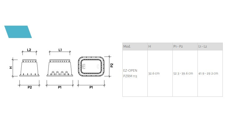 CAJA DE VÁLVULAS RECTANGULAR 12'' PZRM 113